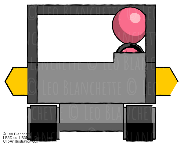 Pink Design Mascot Man Driving Amphibious Tracked Vehicle Front View #9588