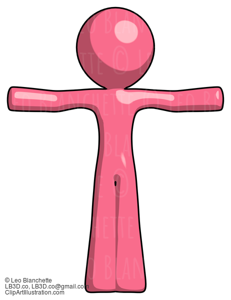 Pink Design Mascot Man T-Pose Arms Up Standing #9596