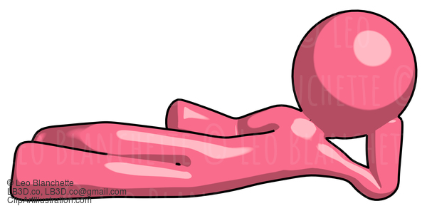 Pink Design Mascot Man Reclined On Side #9606