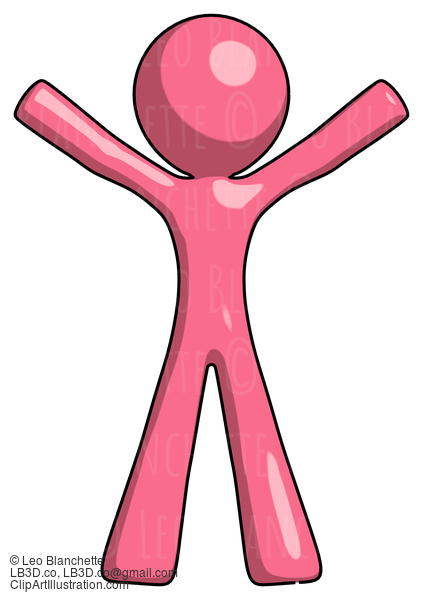 Pink Design Mascot Man Surprise Pose, Arms And Legs Out #9608