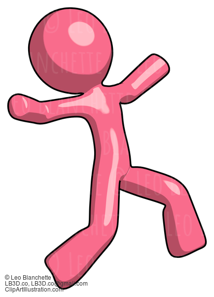 Pink Design Mascot Man Running Away In Hysterical Panic Direction Right #9620