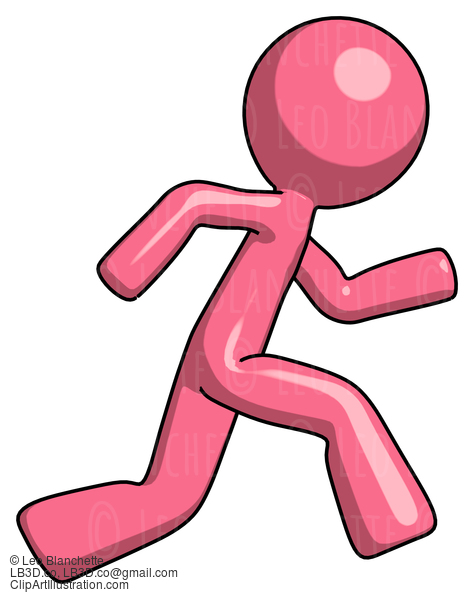 Pink Design Mascot Man Running Fast Right #9627