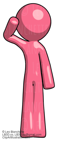 Pink Design Mascot Man Soldier Salute Pose #9628