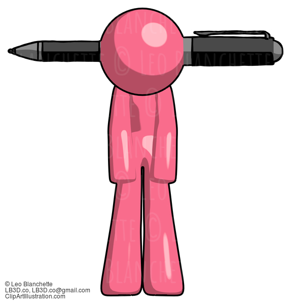 Pink Design Mascot Man Head Impaled With Pen #9645