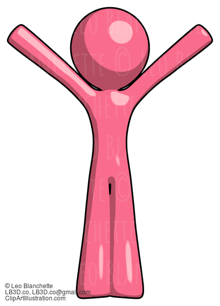 Pink Design Mascot Man With Arms Out Joyfully #9646