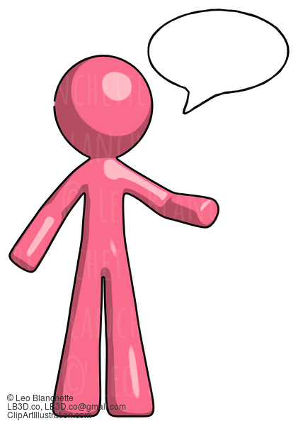 Pink Design Mascot Man With Word Bubble Talking Chat Icon #9654