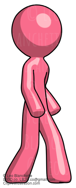 Pink Design Mascot Man Walking Turned Right Front View #9656