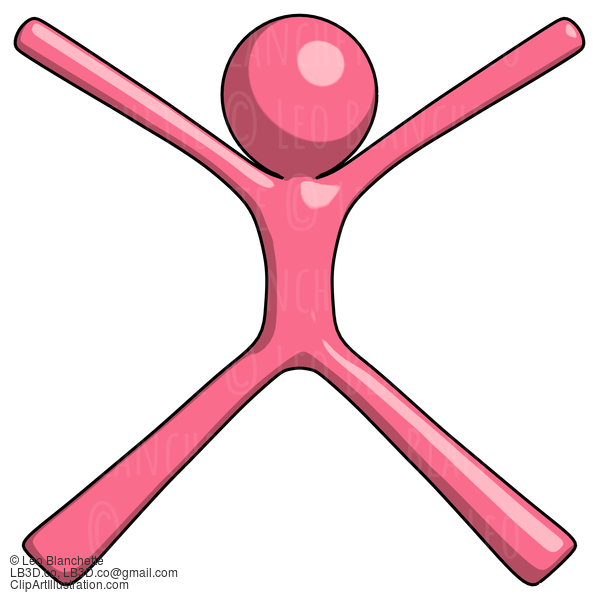 Pink Design Mascot Man With Arms And Legs Stretched Out #9665