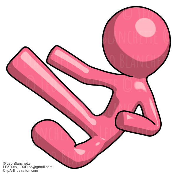 Pink Design Mascot Man Flying Ninja Kick Left #9673