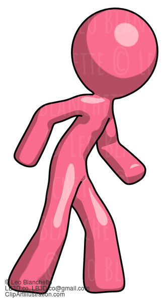 Pink Design Mascot Man Suspense Action Pose Facing Right #9676