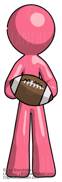 Pink Design Mascot Man Giving Football To You #9686