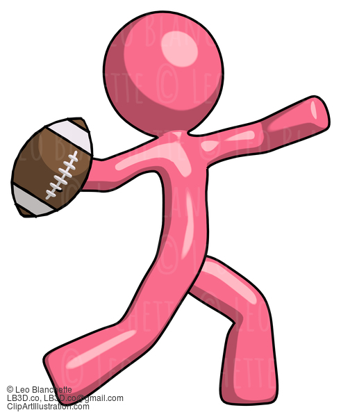 Pink Design Mascot Man Throwing Football #9706