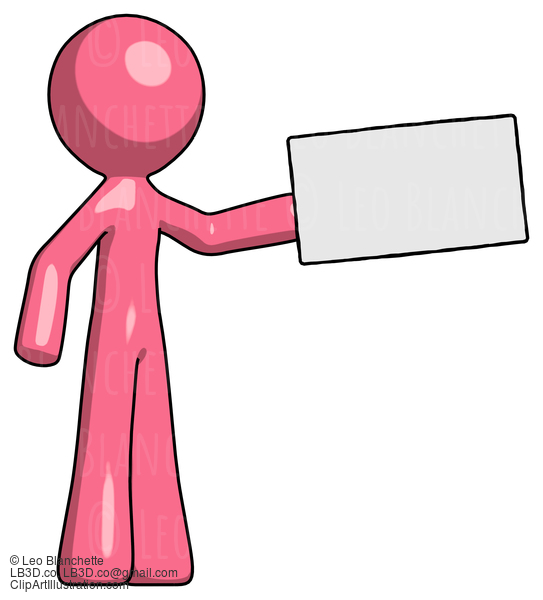 Pink Design Mascot Man Holding Large Envelope #9710