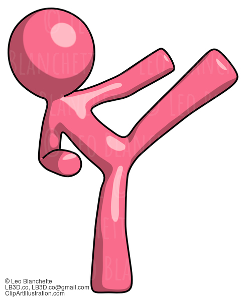 Pink Design Mascot Man Ninja Kick Right #9713