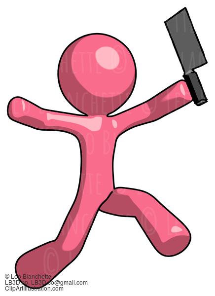 Pink Design Mascot Man Psycho Running With Meat Cleaver #9723