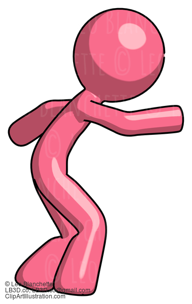 Pink Design Mascot Man Sneaking While Reaching For Something #9726