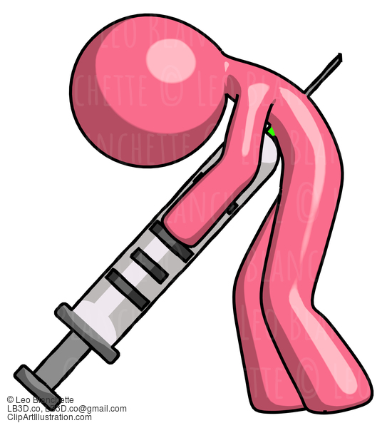 Pink Design Mascot Man Lethal Injection, Impaled On Syringe #9739