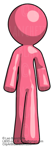 Pink Design Mascot Man Walking Front View #9744