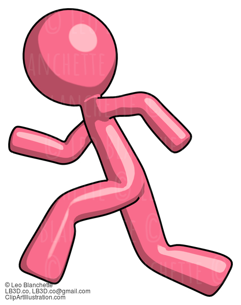 Pink Design Mascot Man Running Fast Left #9745