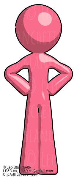 Pink Design Mascot Man Hands On Hips #9755