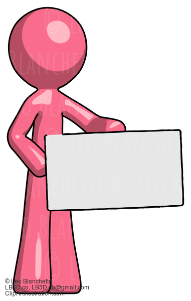 Pink Design Mascot Man Presenting Large Envelope #9774