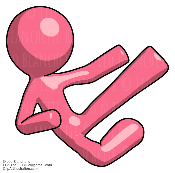 Pink Design Mascot Man Flying Ninja Kick Right #9779