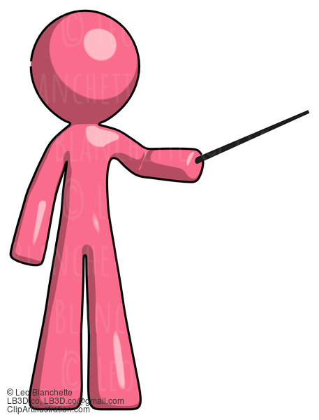 Pink Design Mascot Man Teacher Or Conductor With Stick Or Baton Directing #9785