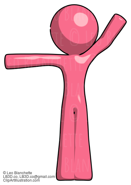 Pink Design Mascot Man Directing Traffic Left #9788