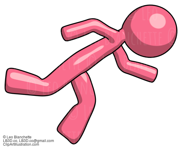 Pink Design Mascot Man Running While Falling Down #9793