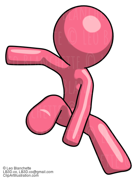 Pink Design Mascot Man Action Hero Jump Pose #9794