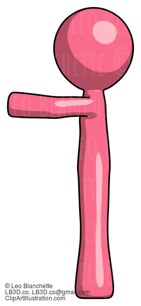 Pink Design Mascot Man Pointing Left #9796