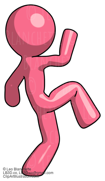 Pink Design Mascot Man Kick Pose Start #9810