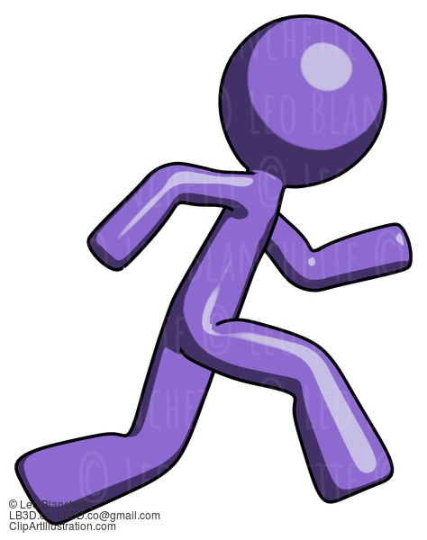 Purple Design Mascot Man Running Fast Right #10763