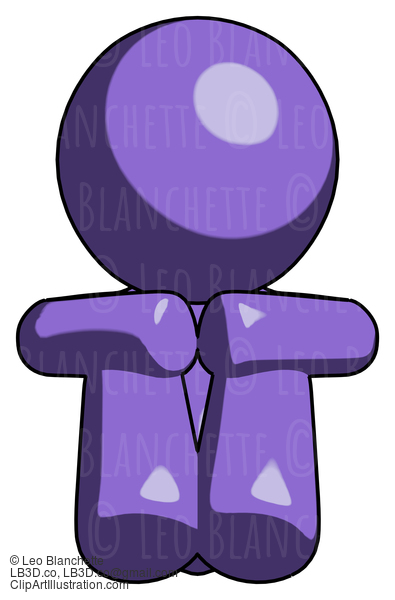 Purple Design Mascot Man Sitting With Head Down Facing Forward #10767