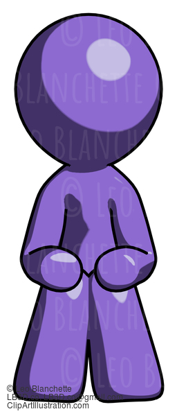 Purple Design Mascot Man Squatting Facing Front #10771