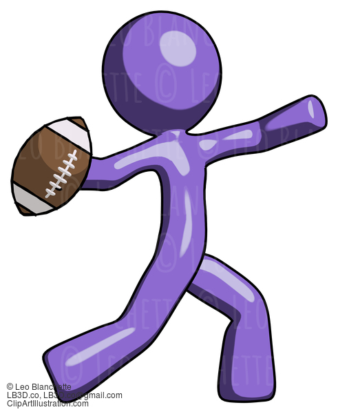 Purple Design Mascot Man Throwing Football #10774