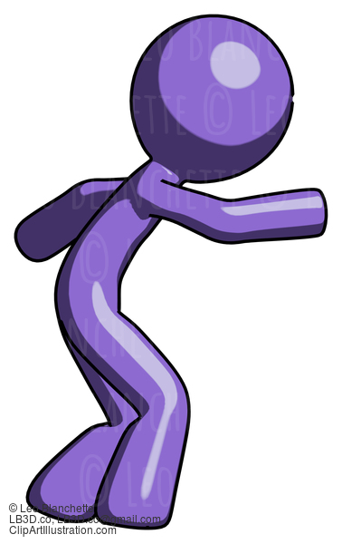 Purple Design Mascot Man Sneaking While Reaching For Something #10775