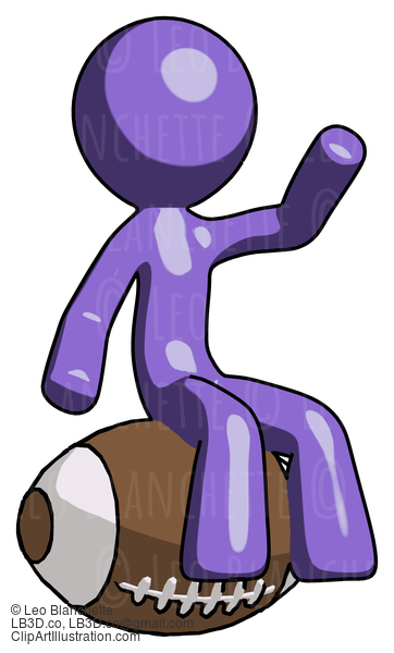 Purple Design Mascot Man Sitting On Giant Football #10785