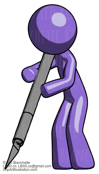 Purple Design Mascot Man Cutting With Large Scalpel #10788