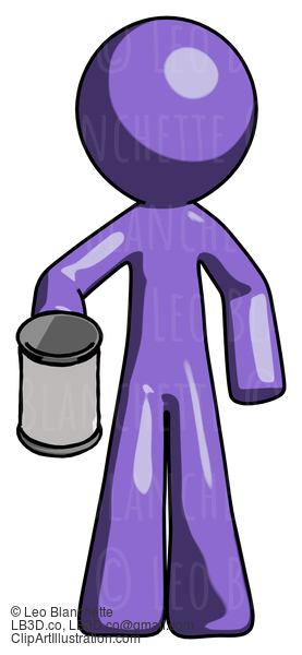 Purple Design Mascot Man Begger Holding Can Begging Or Asking For Charity #10789