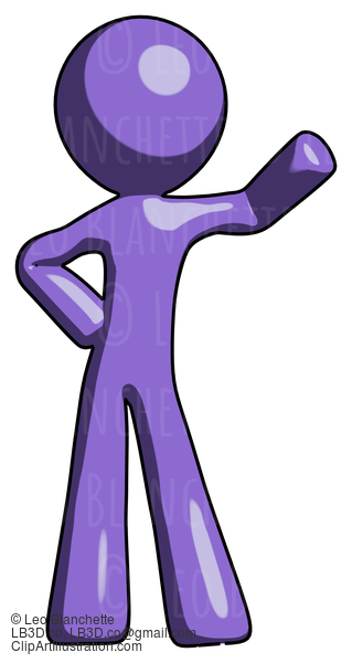 Purple Design Mascot Man Waving Left Arm With Hand On Hip #10798