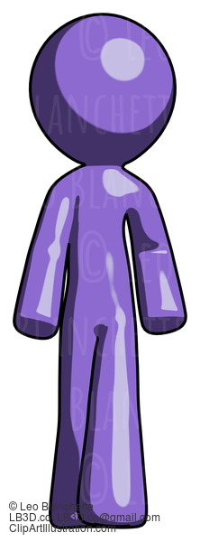 Purple Design Mascot Man Walking Front View #10802