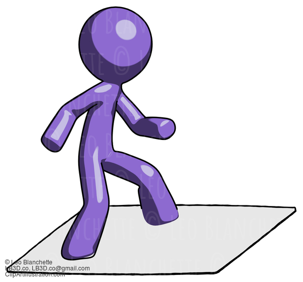 Purple Design Mascot Man On Postage Envelope Surfing #10804