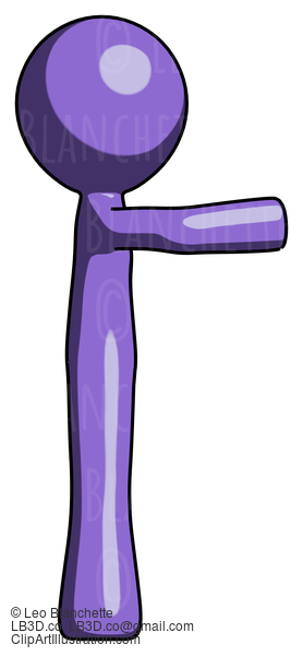 Purple Design Mascot Man Pointing Right #10808