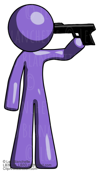 Purple Design Mascot Man Suicide Gun Pose #10824