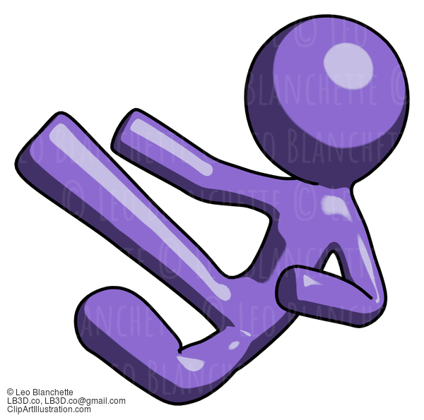 Purple Design Mascot Man Flying Ninja Kick Left #10827