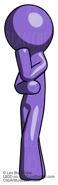 Purple Design Mascot Man Thinking, Wondering, Or Pondering #10836