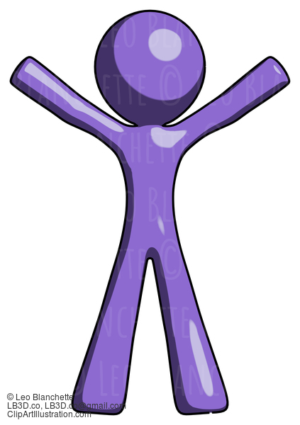 Purple Design Mascot Man Surprise Pose, Arms And Legs Out #10837