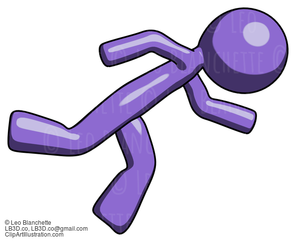 Purple Design Mascot Man Running While Falling Down #10847