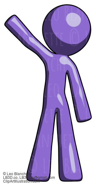 Purple Design Mascot Man Waving Emphatically With Right Arm #10863